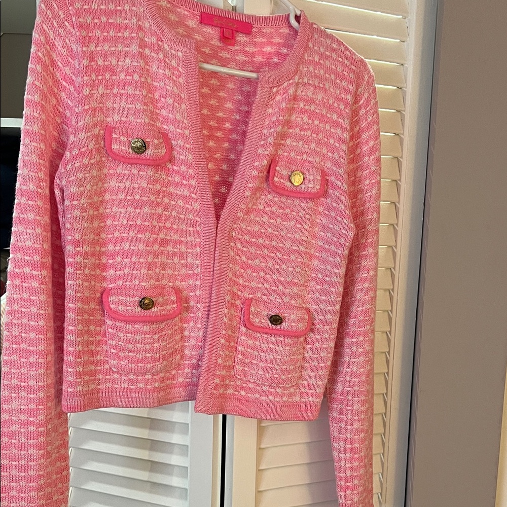 Lilly Pulitzer Pink and White Cardigan